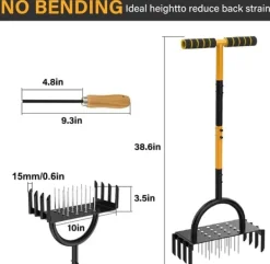 Discount Manuel plænelufter, ergonomisk håndtag, holdbar konstruktion - 2-i-1 værktøj med 16 pigge og 8 kerner Havemaskiner