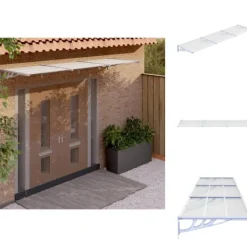 Outlet Markiser - Living dørbaldakin 358,5x90 cm polycarbonat grå og transparent Skure, Garager & Carports