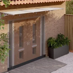 Outlet Markiser - Living dørbaldakin 358,5x90 cm polycarbonat grå og transparent Skure, Garager & Carports