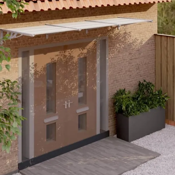 Outlet Markiser - Living dørbaldakin 358,5x90 cm polycarbonat grå og transparent Skure, Garager & Carports