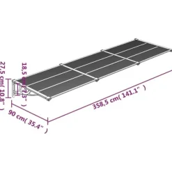 Outlet Markiser - Living dørbaldakin 358,5x90 cm polycarbonat grå og transparent Skure, Garager & Carports