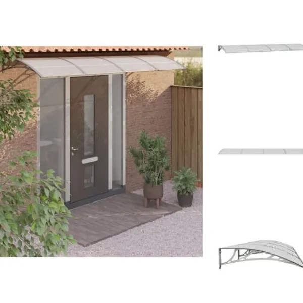 New Markiser - Living dørbaldakin 400x100 cm polycarbonat grå Skure, Garager & Carports