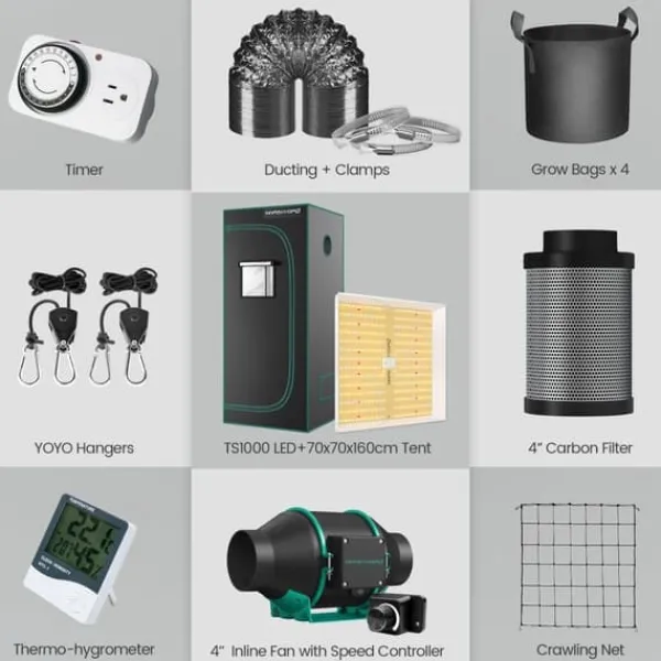 Kit Til Plante- & Urtedyrkning^Mars Hydro TS 1000 Vækstlys, Fuldspektrum, Energi Effektiv 150W,TS 1000 Vækstsæt
