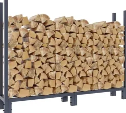 Tilbehør Til Brændeovne & Pejse^Martin Anthracite Metal Firewood Rack with Cover - Steel Tube Construction, 25x160x115 cm