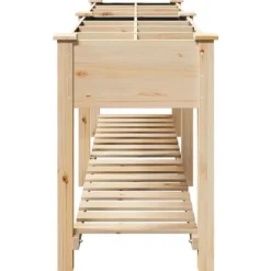 Plantningsbænke^Massiv Blomsterkrukke med Hylde - Træplantkasse | Farve: Beige | Størrelse: 115x59x76.5 cm