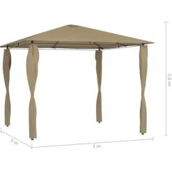 Telte & Lysthuse^Med stolpeovertræk 3x3x2,6 m 160 g/m² gråbrun - Pavillon - Pavilloner - Home & Living