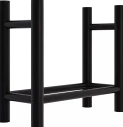 Tilbehør Til Brændeovne & Pejse^Medya Round Metal Firewood Rack Stand, Black - 30x60x60 cm