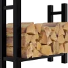 Hot Medya Square Firewood Rack, Black Metal, 30x80x80 cm Tilbehør Til Brændeovne & Pejse