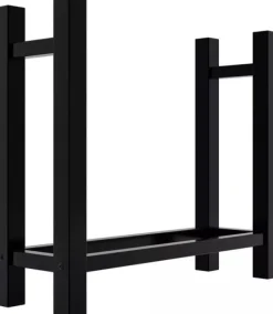 Hot Medya Square Firewood Rack, Black Metal, 30x80x80 cm Tilbehør Til Brændeovne & Pejse