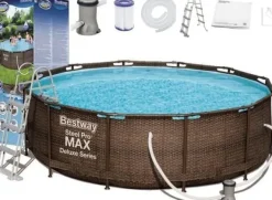 New Mega Stor Ratten Look Familie Oppustelig Pool med Filterpumpe, Stige & Dække - Perfekt til Sommerfest Pooler