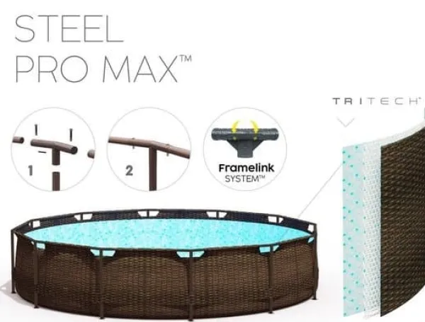 New Mega Stor Ratten Look Familie Oppustelig Pool med Filterpumpe, Stige & Dække - Perfekt til Sommerfest Pooler
