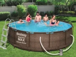 New Mega Stor Ratten Look Familie Oppustelig Pool med Filterpumpe, Stige & Dække - Perfekt til Sommerfest Pooler