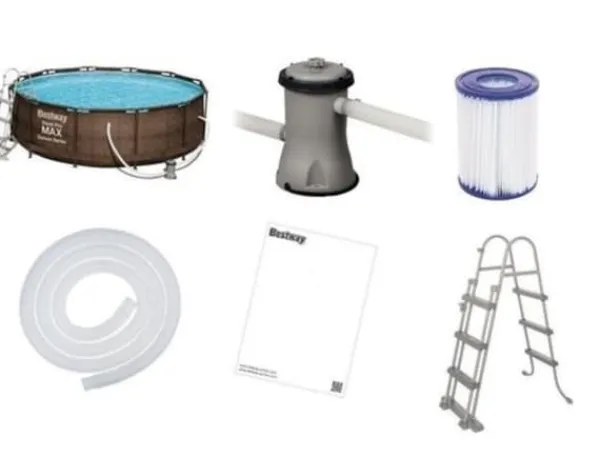 New Mega Stor Ratten Look Familie Oppustelig Pool med Filterpumpe, Stige & Dække - Perfekt til Sommerfest Pooler