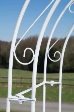 Buer, Spalier, Lysthuse Uden Tag^Melissa Metal Rose Arch with Gate - White, Climbing Plant Support, Garden Decor, 220x120x40cm