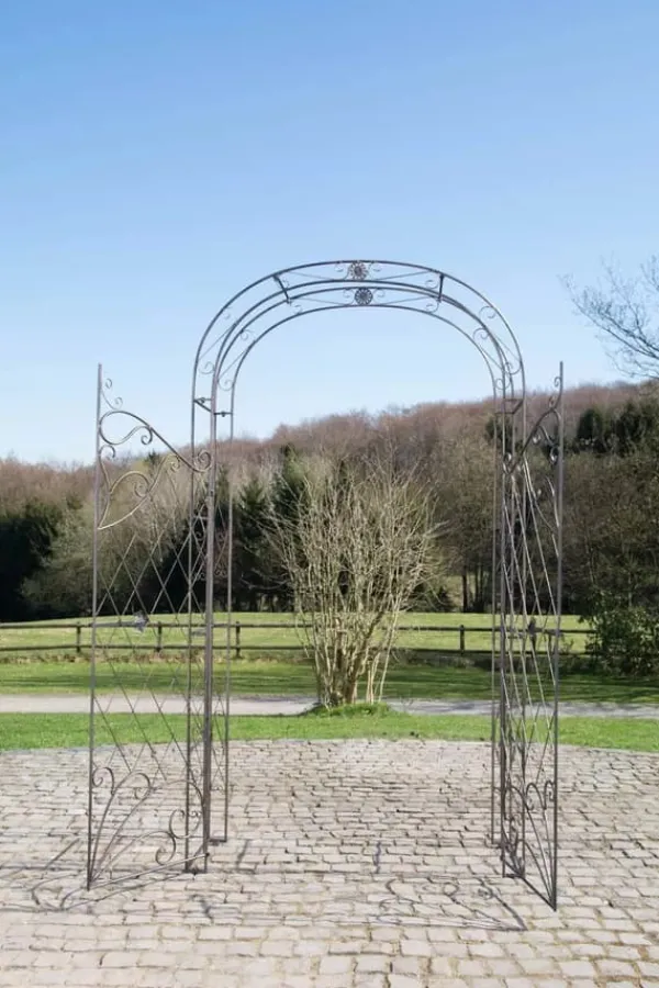 Discount Melissa Rose Arch with Gate - Handcrafted Iron Climbing Plant Support, Bronze Finish, 220cm Buer, Spalier, Lysthuse Uden Tag