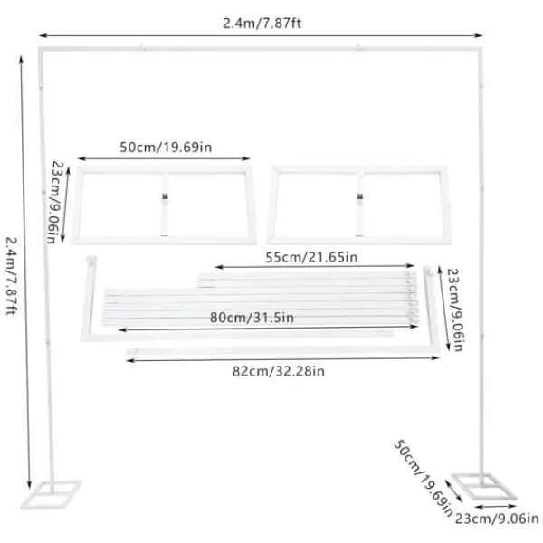 Buer, Spalier, Lysthuse Uden Tag^Metal bryllupsbue, baggrundsstativ, hvid, str. M, til have, fotostudie og fødselsdagsfester