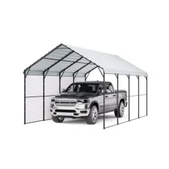 Clearance Metal Carport 12' x 20', Heavy Duty Udendørs Garage, Robust, Velegnet til både, Beskyttelse mod vejr og UV-stråler Skure, Garager & Carports
