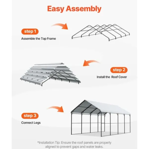Clearance Metal Carport 12' x 20', Heavy Duty Udendørs Garage, Robust, Velegnet til både, Beskyttelse mod vejr og UV-stråler Skure, Garager & Carports