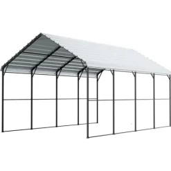 Clearance Metal Carport 12' x 20', Heavy Duty Udendørs Garage, Robust, Velegnet til både, Beskyttelse mod vejr og UV-stråler Skure, Garager & Carports