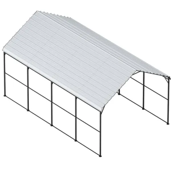 Clearance Metal Carport 12' x 20', Heavy Duty Udendørs Garage, Robust, Velegnet til både, Beskyttelse mod vejr og UV-stråler Skure, Garager & Carports