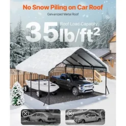 Best Metal Carport 20x20 fod, Udendørs Bilgarage, Kraftig og Vejrbestandig Skure, Garager & Carports