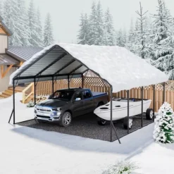 Best Metal Carport 20x20 fod, Udendørs Bilgarage, Kraftig og Vejrbestandig Skure, Garager & Carports