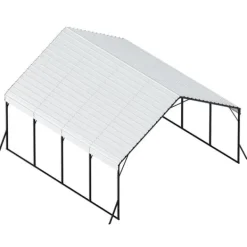 Best Metal Carport 20x20 fod, Udendørs Bilgarage, Kraftig og Vejrbestandig Skure, Garager & Carports