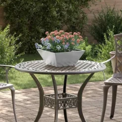 Krukker & Plantebeholdere^Metal have skål plantekasse - Elegant design til udendørs brug | Størrelse: 35x35x15 cm | Farve: Sølv