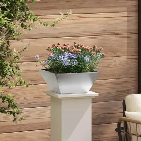 Krukker & Plantebeholdere^Metal have skål plantekasse - Elegant design til udendørs brug | Størrelse: 35x35x15 cm | Farve: Sølv