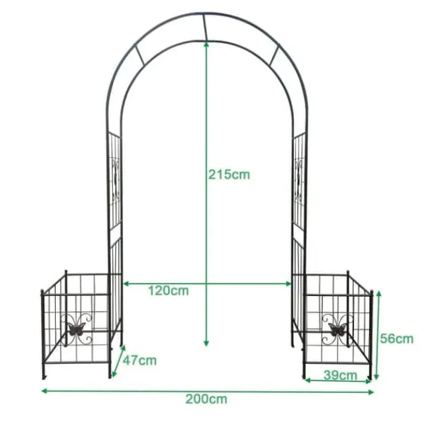 Buer, Spalier, Lysthuse Uden Tag^Metal havebue til klatreplanter, holdbar sort bue til roser og vinstokke, perfekt til bryllup, fest og have 7,15 fod