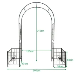 Outlet Metal havebue til klatreplanter, holdbar sort bue til roser og vinstokke, perfekt til bryllup, fest og have 7,15 fod Buer, Spalier, Lysthuse Uden Tag