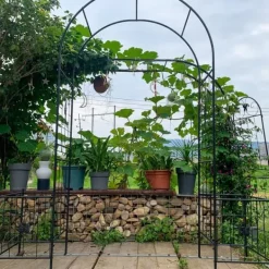 Outlet Metal havebue til klatreplanter, holdbar sort bue til roser og vinstokke, perfekt til bryllup, fest og have 7,15 fod Buer, Spalier, Lysthuse Uden Tag