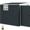 Clearance Metal havehus, 128x193x181 cm, mørkegrå Skure, Garager & Carports