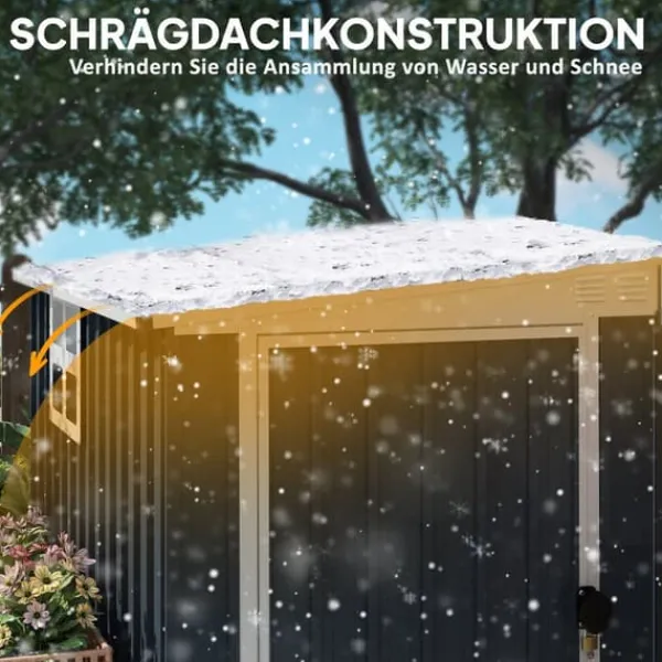 Clearance Metal havehus, 128x193x181 cm, mørkegrå Skure, Garager & Carports