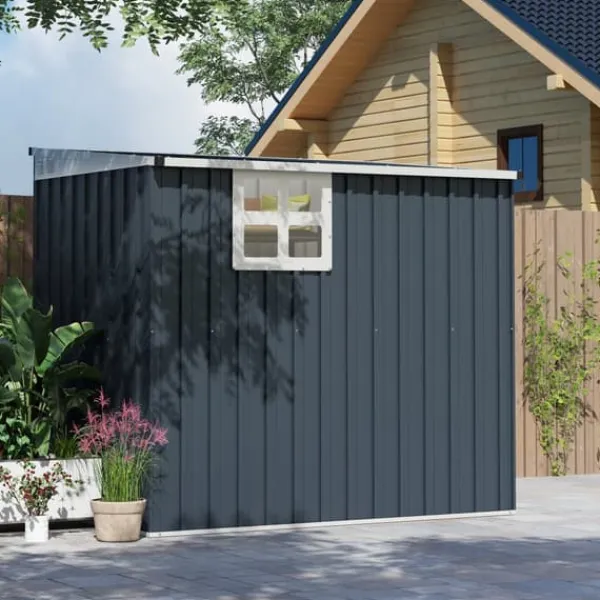 Clearance Metal havehus, 128x193x181 cm, mørkegrå Skure, Garager & Carports