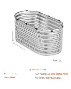 Best Metal Hævet Havebed, Holdbar Alu-zink Belagt Panel, Åben Bund Design,4x2x2ft Plantningsbænke