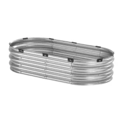 Clearance Metal hævet haveseng 4x2x1 fod, galvaniseret udendørs plantekasse, holdbar, rustfri sølv finish Plantningsbænke
