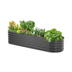 Plantningsbænke^Metal Hævet Haveseng, 6,56x1,96x1,4 Fod, Galvaniseret Plantekasse, Mørkegrå, Holdbar, Vejrbestandig, Ideel til Haveindretning