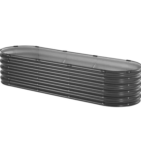 Plantningsbænke^Metal Hævet Haveseng, 6,56x1,96x1,4 Fod, Galvaniseret Plantekasse, Mørkegrå, Holdbar, Vejrbestandig, Ideel til Haveindretning