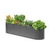 Plantningsbænke^Metal Hævet Haveseng, 8x2x2 ft, Galvaniseret Plantekasse, Udendørs, Mørkegrå, Holdbar, Let at samle