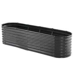 Plantningsbænke^Metal Hævet Haveseng, 8x2x2 ft, Galvaniseret Plantekasse, Udendørs, Mørkegrå, Holdbar, Let at samle