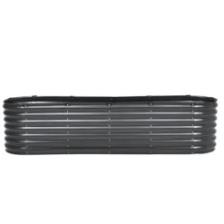Plantningsbænke^Metal Hævet Haveseng, 8x2x2 ft, Galvaniseret Plantekasse, Udendørs, Mørkegrå, Holdbar, Let at samle