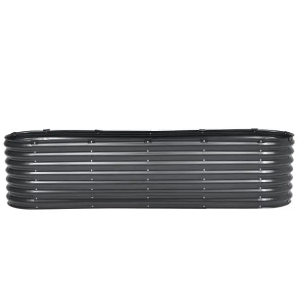 Plantningsbænke^Metal Hævet Haveseng, 8x2x2 ft, Galvaniseret Plantekasse, Udendørs, Mørkegrå, Holdbar, Let at samle