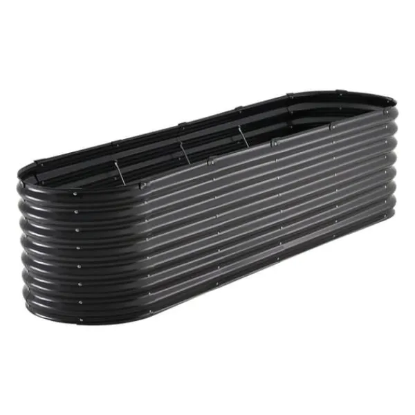 Plantningsbænke^Metal Hævet Haveseng, 8x2x2 ft, Galvaniseret Plantekasse, Udendørs, Mørkegrå, Holdbar, Let at samle