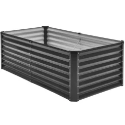 Plantningsbænke^Metal Hævet Haveseng 6x3x2ft, Galvaniseret Plantekasse, Mørkegrå, Holdbar og Vandafvisende, Ideel til Udendørs Brug