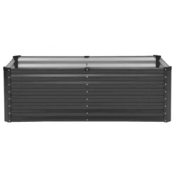 Plantningsbænke^Metal Hævet Haveseng 6x3x2ft, Galvaniseret Plantekasse, Mørkegrå, Holdbar og Vandafvisende, Ideel til Udendørs Brug