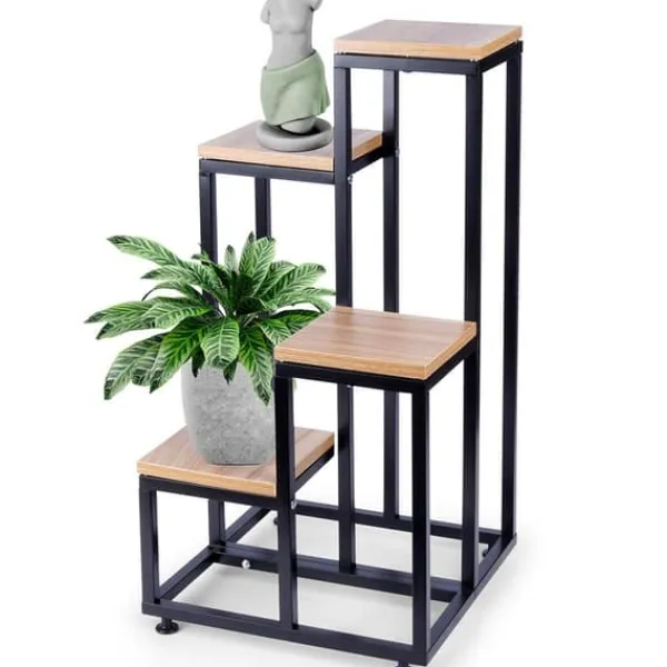 Metalblomsterstativ 4-lags, niveaudelt stativ til potter, planter og blomster Plantestativer
