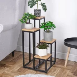 Metalblomsterstativ 4-lags, niveaudelt stativ til potter, planter og blomster Plantestativer