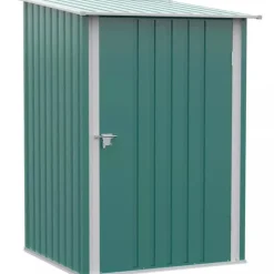 Hot Metalredskabsskur med skråtag, låsbar dør, til udendørs brug, 100x103x160 cm, Grøn Skure, Garager & Carports