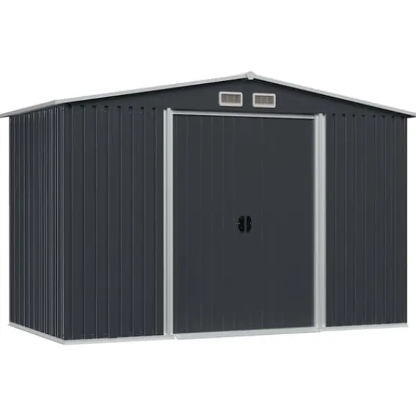 Skure, Garager & Carports^Metalskur til haven - Opbevaring af værktøj | Størrelse: 257x205x178 cm | Farve: Antracitgrå